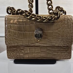 Kurt Geiger London Shoreditch Tan Croc-Embossed Leather Chain Bag